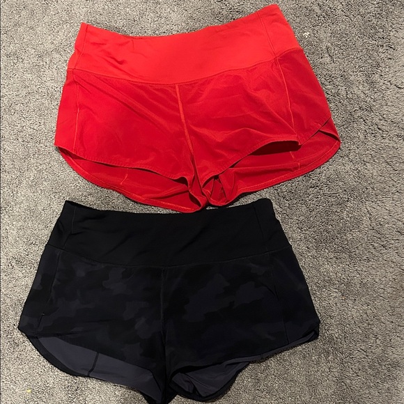 Lululemon shorts bundle deal size 10. 1 red 1 black camo. - Picture 1 of 2